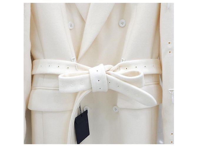Louis Vuitton Hook Belted Wool Long Coat Silvery - view 5