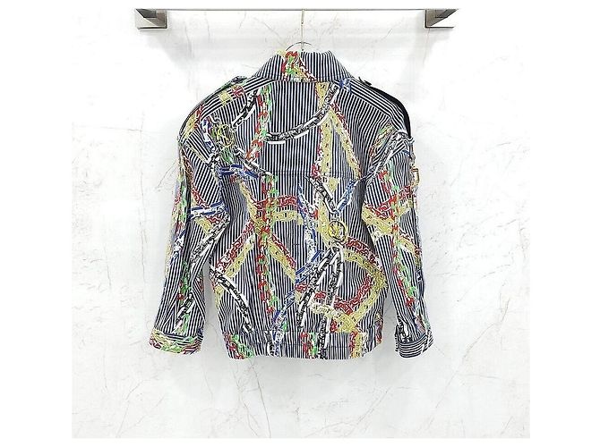 Louis Vuitton Giacca in denim con stampa a catena e righe Multicolore - vista 2