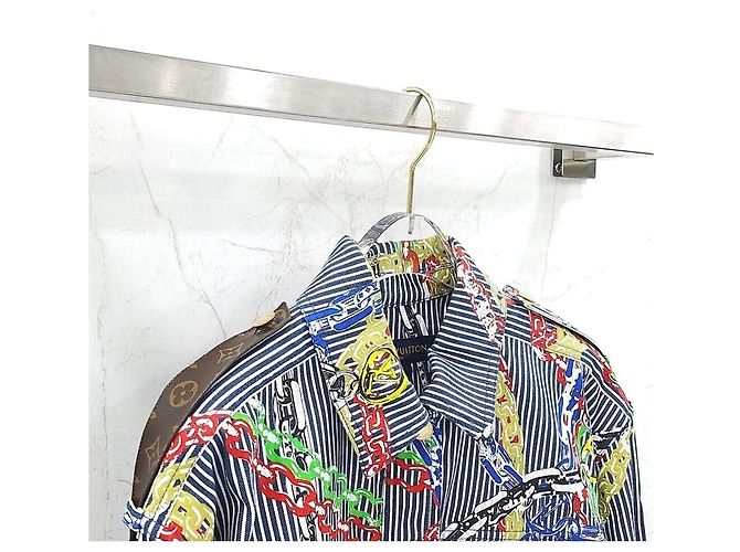 Louis Vuitton Giacca in denim con stampa a catena e righe Multicolore - vista 3