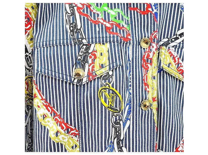 Louis Vuitton Giacca in denim con stampa a catena e righe Multicolore - vista 5