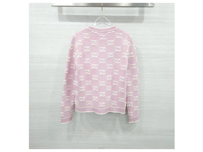 Gucci Bouclé-Jacquard-Strickjacke aus Wolle Hellrosa - Ansicht 2