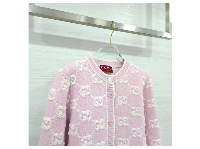 Gucci Bouclé-Jacquard-Strickjacke aus Wolle Hellrosa - Ansicht 3