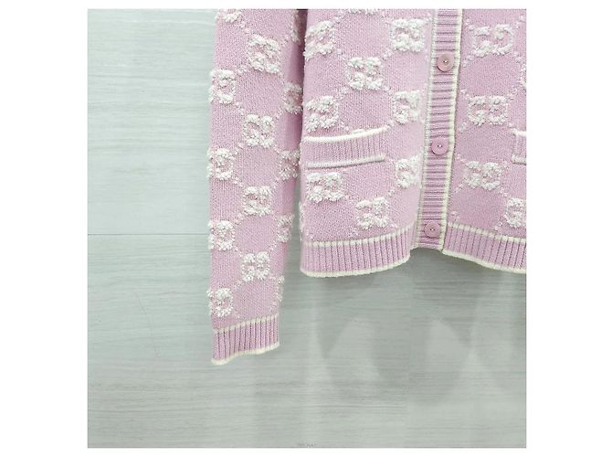 Gucci Bouclé-Jacquard-Strickjacke aus Wolle Hellrosa - Ansicht 4