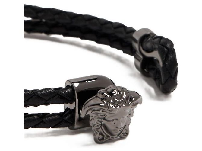 Versace Pulseira de couro trançado Medusa Preto - vista 5