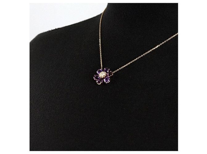 Van Cleef & Arpels Collana con pendente Fleur de Hawaii Amethyst Diamond Oro giallo Season Multicolore - vista 3
