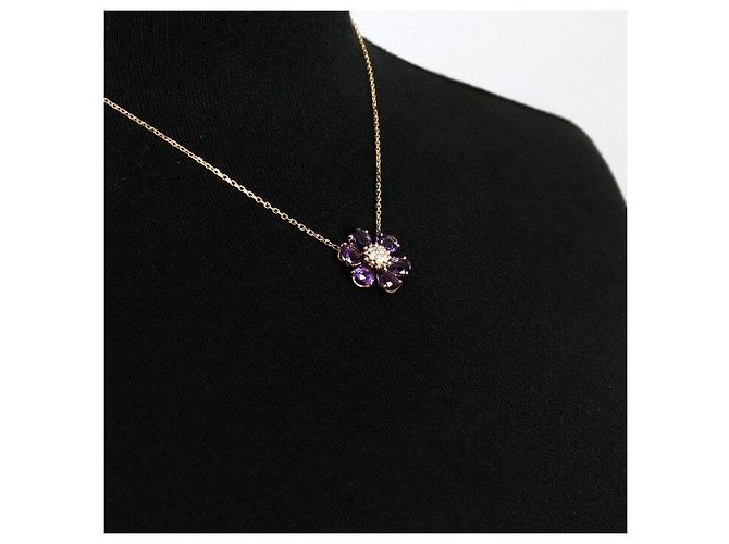 Van Cleef & Arpels Collana con pendente Fleur de Hawaii Amethyst Diamond Oro giallo Season Multicolore - vista 4