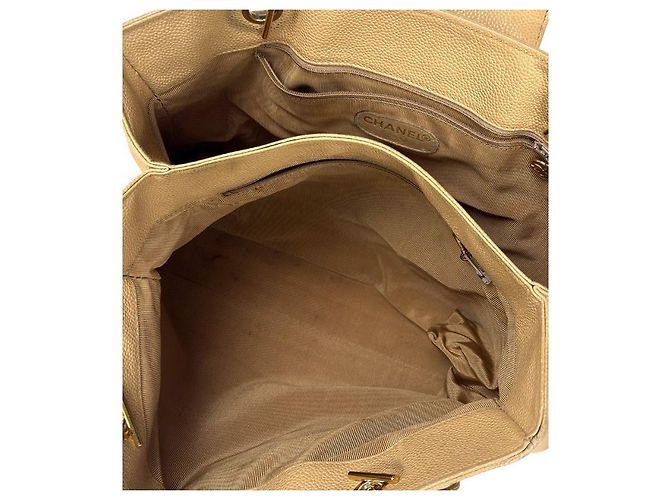 Chanel Borsa a Spalla Beige Caviar CC Chain Marrone - vista 11