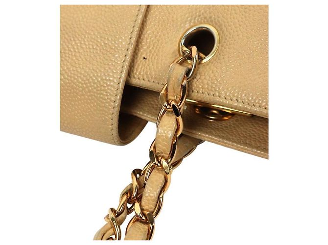 Chanel Borsa a Spalla Beige Caviar CC Chain Marrone - vista 13