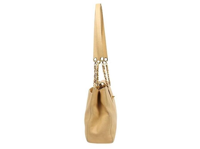 Chanel Borsa a Spalla Beige Caviar CC Chain Marrone - vista 2