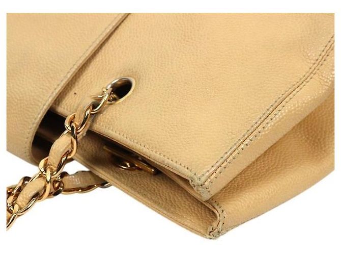 Chanel Borsa a Spalla Beige Caviar CC Chain Marrone - vista 5