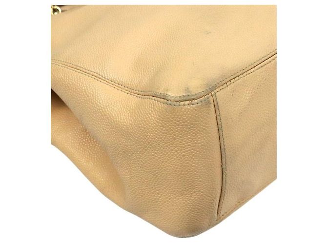 Chanel Borsa a Spalla Beige Caviar CC Chain Marrone - vista 9