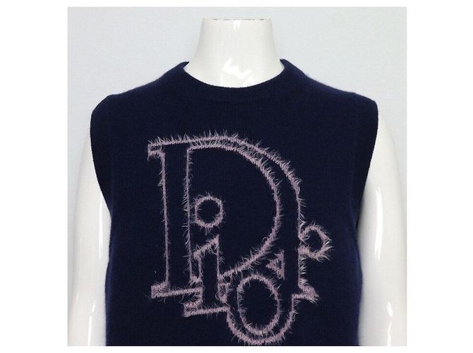 Dior Unisex Strickweste mit Logo aus Kaschmir-Mischung Blau - Ansicht 2