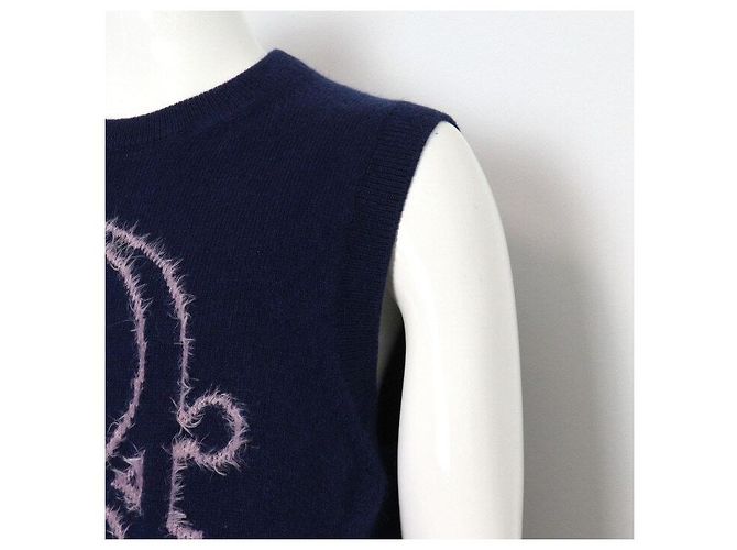 Dior Unisex Strickweste mit Logo aus Kaschmir-Mischung Blau - Ansicht 3