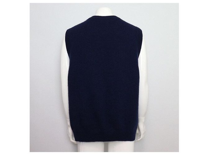 Dior Unisex Strickweste mit Logo aus Kaschmir-Mischung Blau - Ansicht 4