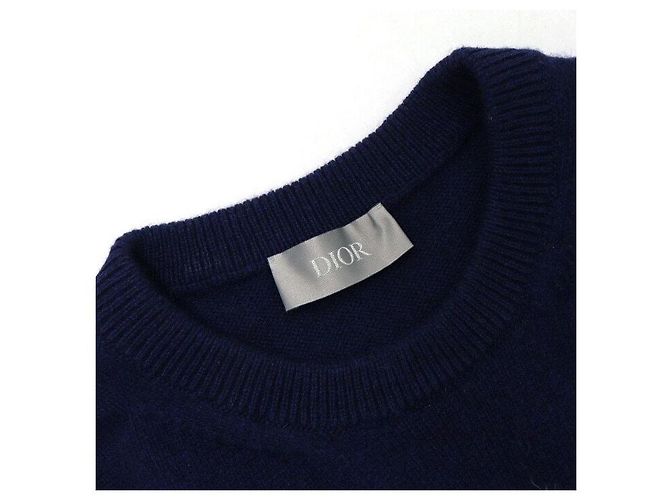 Dior Unisex Strickweste mit Logo aus Kaschmir-Mischung Blau - Ansicht 5