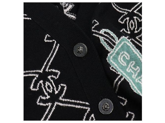 Chanel Schwarzer mehrfarbiger Kaschmir-Cardigan mit Coco-Logo - Ansicht 6
