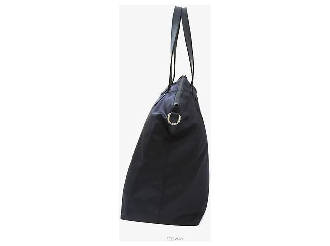Prada Borsa shopper in nylon con logo triangolo blu navy - vista 2