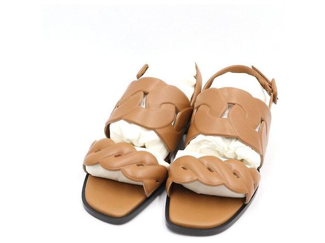 Hermès Sandali Grace in napa marrone da donna - vista 3