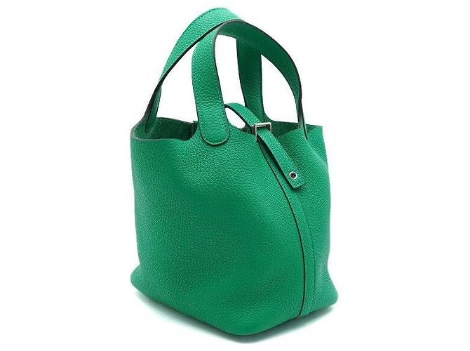 Hermès Borsa Tote Picotin in Taurillon Clemence con Chiusura Silver Lock Verde - vista 4