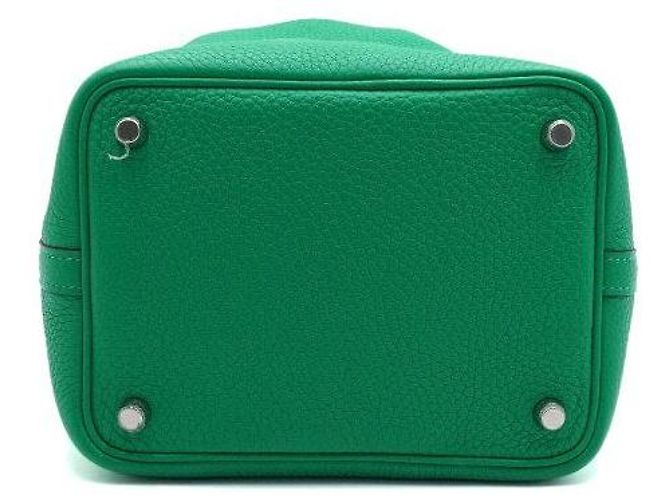 Hermès Borsa Tote Picotin in Taurillon Clemence con Chiusura Silver Lock Verde - vista 8
