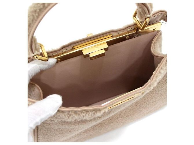 Fendi SHEEP Shearling Peekaboo SEE YOU Tote e Borsa a Spalla Medium - vista 5
