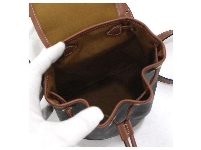 Céline Mini zaino Polko in tela Triomphe Tan da donna Nero - vista 5