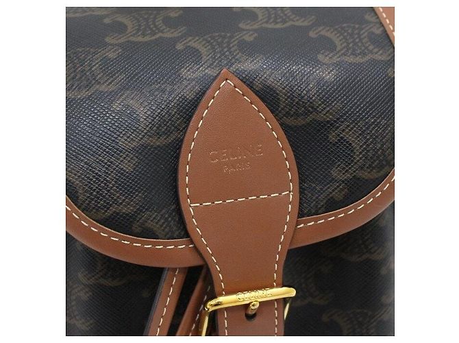Céline Mini zaino Polko in tela Triomphe Tan da donna Nero - vista 7