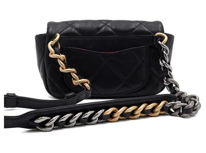 Chanel Mini borsa a tracolla con patta e catena da donna, borsa da cintura e crossbody Nero - vista 4