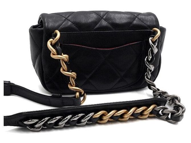 Chanel Mini borsa a tracolla con patta e catena da donna, borsa da cintura e crossbody Nero - vista 8