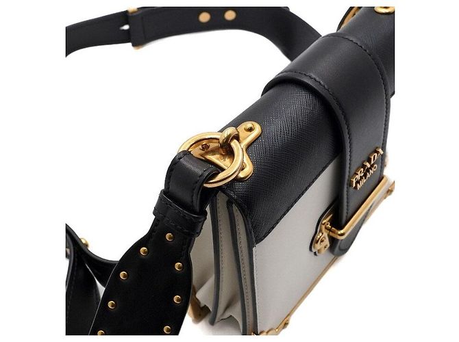 Prada Borsa a tracolla City in pelle con borchie logo dorate Multicolore - vista 13