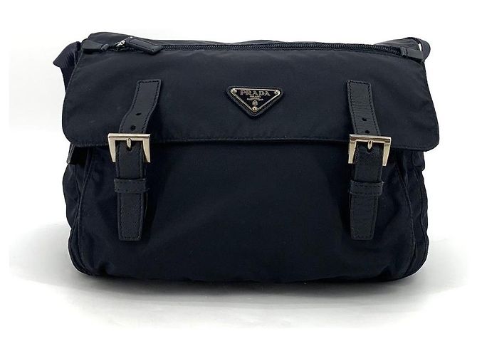 Prada Borsa a tracolla in nylon con logo triangolare Blu - vista 2
