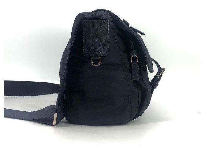 Prada Borsa a tracolla in nylon con logo triangolare Blu - vista 4