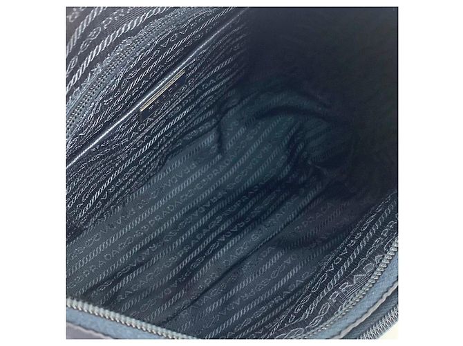 Prada Borsa a tracolla in nylon con logo triangolare Blu - vista 7