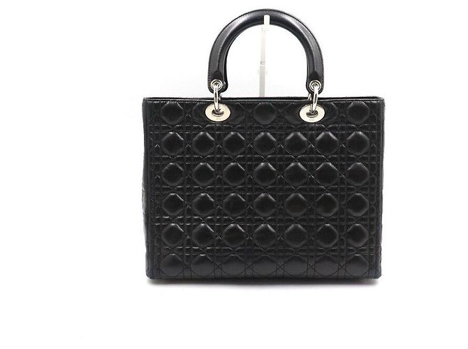 Dior Borsa Tote e Borsa a Spalla Lady Large Cannage Nera - vista 4