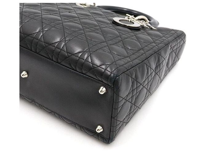 Dior Borsa Tote e Borsa a Spalla Lady Large Cannage Nera - vista 7