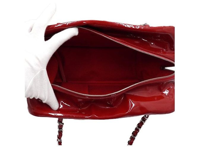 Chanel Rote Mademoiselle Bowling Bag aus Lackleder mit Silberkette - Ansicht 5