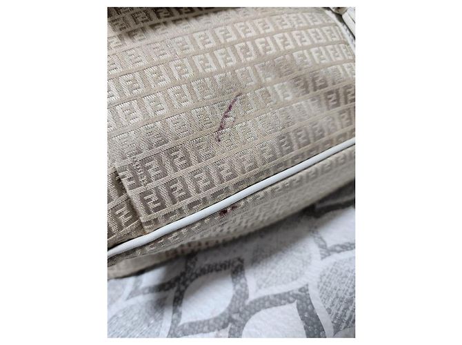 FENDI Vintage Zucca Schultertasche aus Canvas Beige/Cream Roh - Ansicht 12