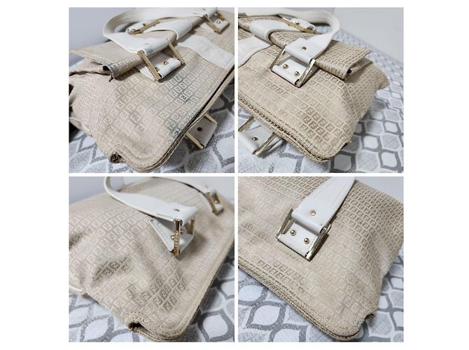 FENDI Vintage Zucca Schultertasche aus Canvas Beige/Cream Roh - Ansicht 13
