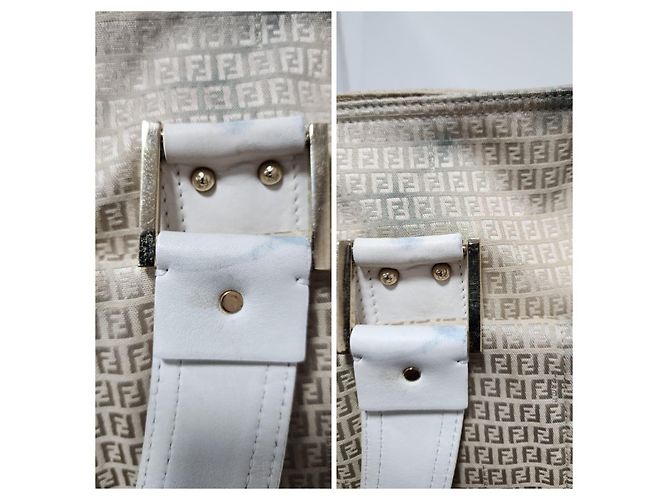 FENDI Vintage Zucca Schultertasche aus Canvas Beige/Cream Roh - Ansicht 9