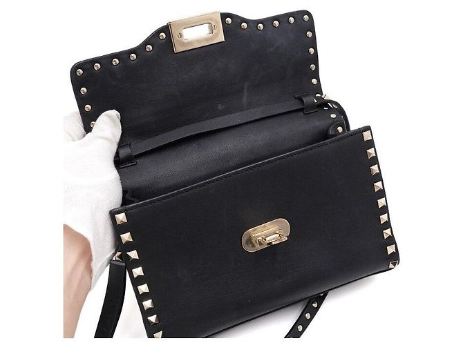 Valentino Borsa a tracolla e crossbody Rockstud in pelle nera Nero - vista 6