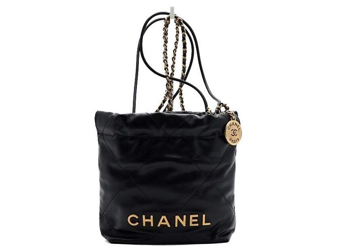 Chanel Mini borsa a tracolla e crossbody in metallo dorato Nero - vista 2