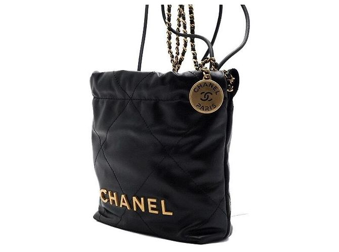 Chanel Mini borsa a tracolla e crossbody in metallo dorato Nero - vista 3
