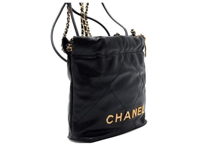 Chanel Mini borsa a tracolla e crossbody in metallo dorato Nero - vista 4