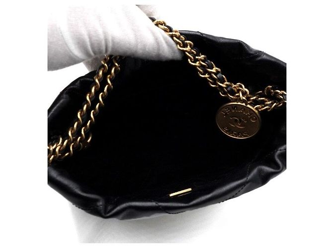 Chanel Mini borsa a tracolla e crossbody in metallo dorato Nero - vista 6