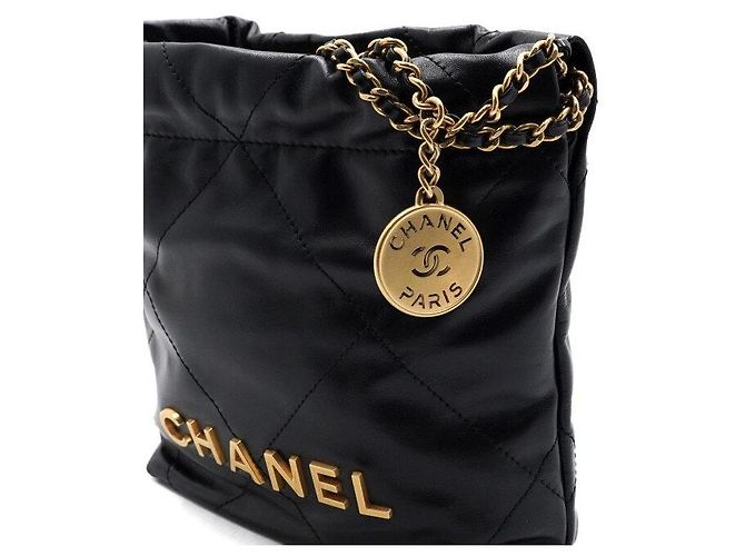 Chanel Mini borsa a tracolla e crossbody in metallo dorato Nero - vista 9