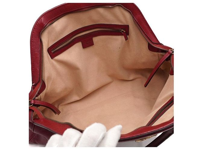 Gucci Große rote Leder-Tote-Bag mit Tragegriff - Ansicht 5