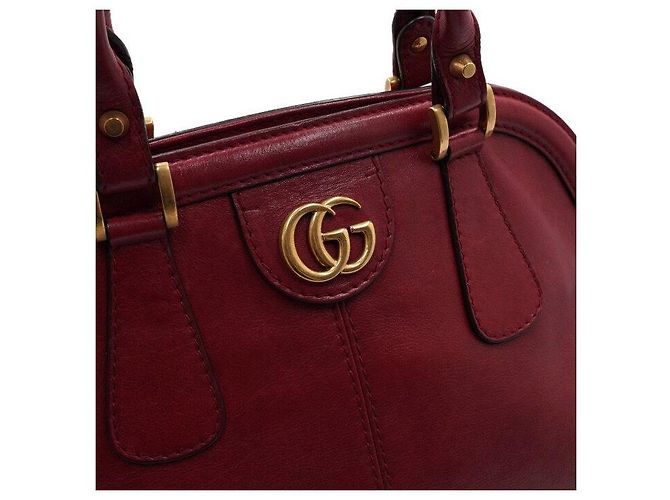 Gucci Große rote Leder-Tote-Bag mit Tragegriff - Ansicht 9