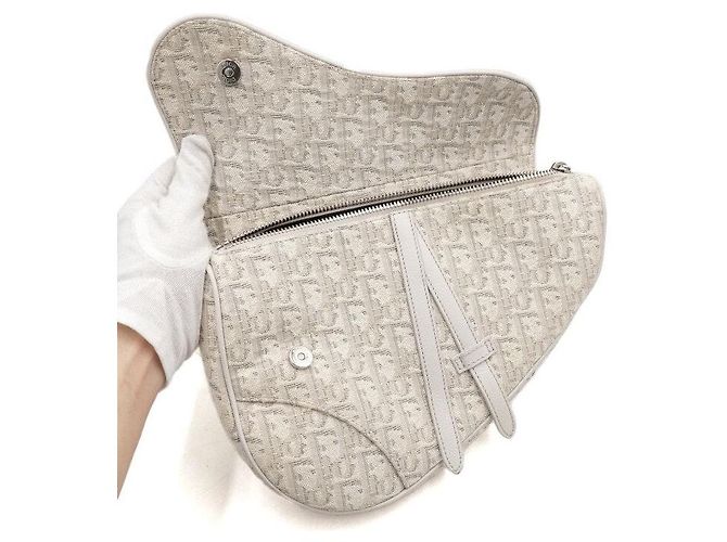 Dior Borsa a tracolla unisex Beige Saddle Bag Marrone - vista 6