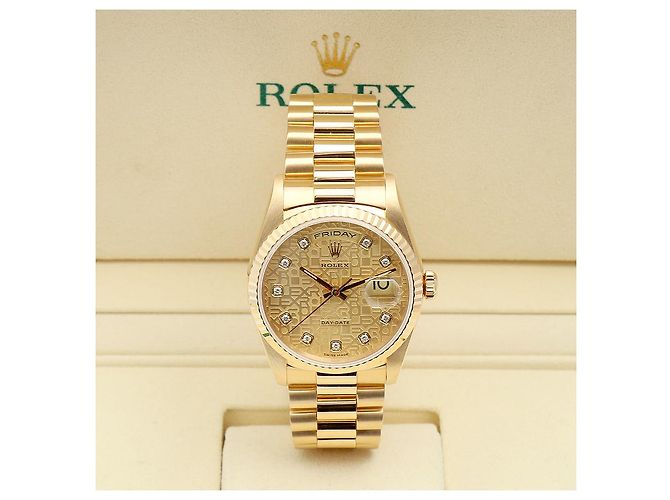 Rolex Orologio Day-Date Original Diamond Jubilee Motif Computer Dial in oro da uomo D'oro - vista 2