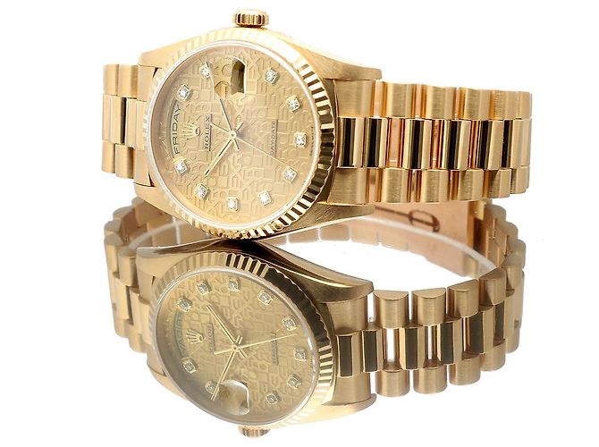 Rolex Orologio Day-Date Original Diamond Jubilee Motif Computer Dial in oro da uomo D'oro - vista 24